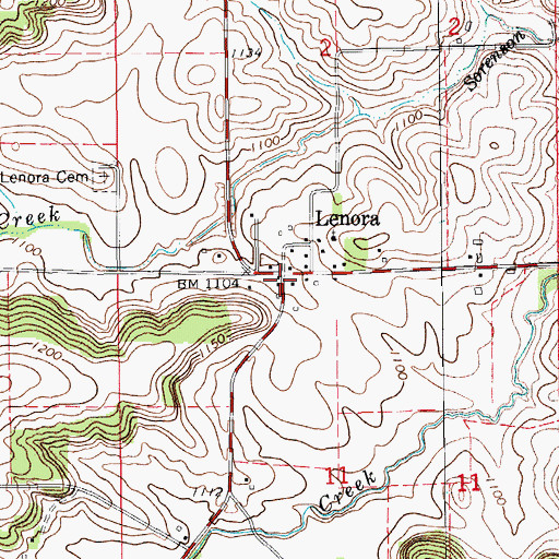 Topographic Map of Lenora, MN