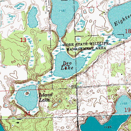 Topographic Map of Leo Lake, MN