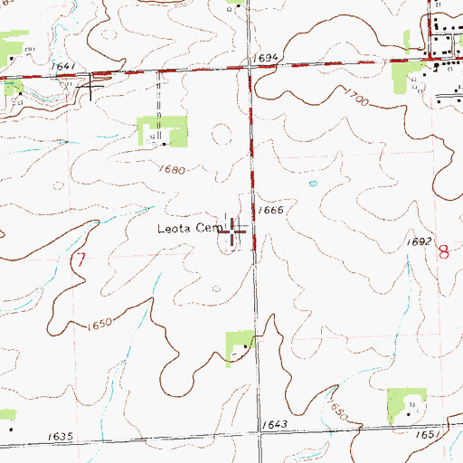 Topographic Map of Leota Cemetery, MN