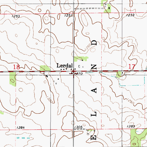 Topographic Map of Lerdal, MN