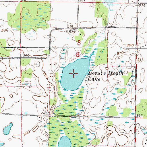 Topographic Map of Lesure Heath Lake, MN