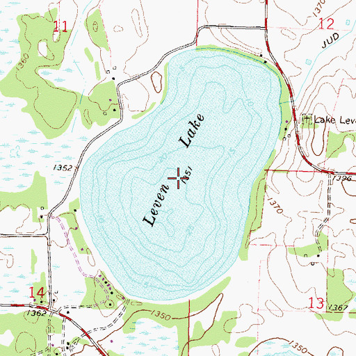 Topographic Map of Leven Lake, MN