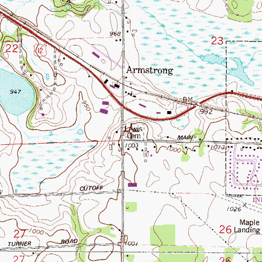 Topographic Map of Lewis Cemetery, MN