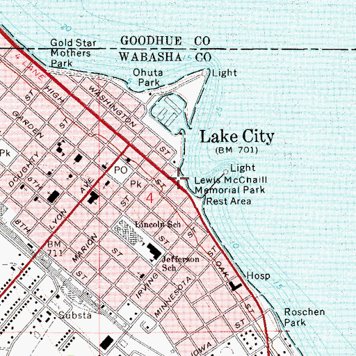 Topographic Map of Lewis McChaill Memorial Park, MN