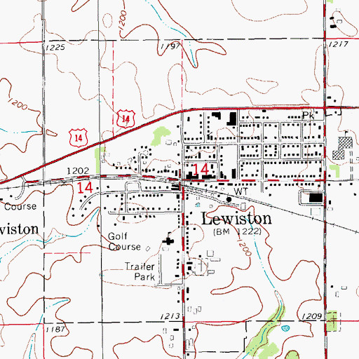 Topographic Map of Lewiston, MN