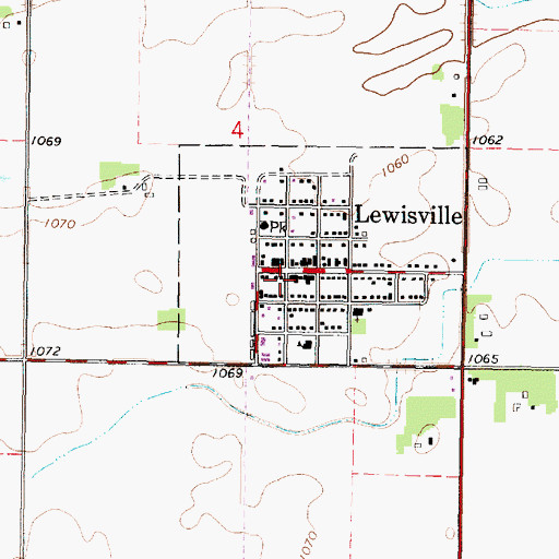 Topographic Map of Lewisville, MN