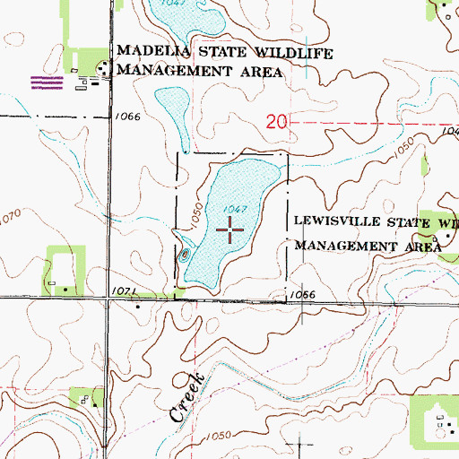 Topographic Map of Lewisville State Wildlife Management Area, MN