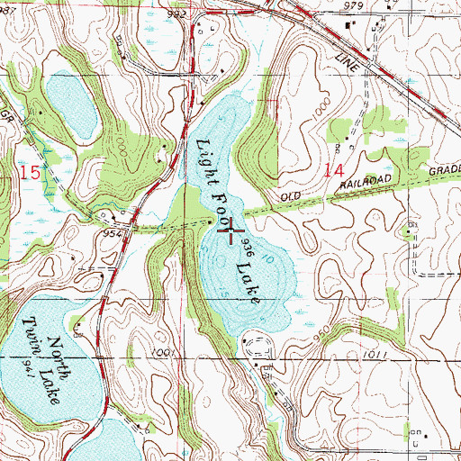 Topographic Map of Light Foot Lake, MN