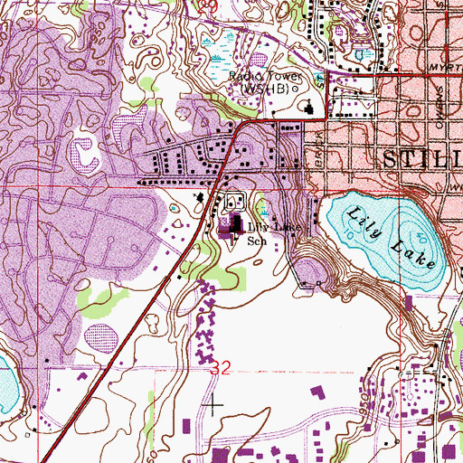 Topographic Map of Lily Lake School, MN