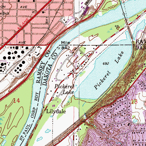 Topographic Map of Lilydale, MN