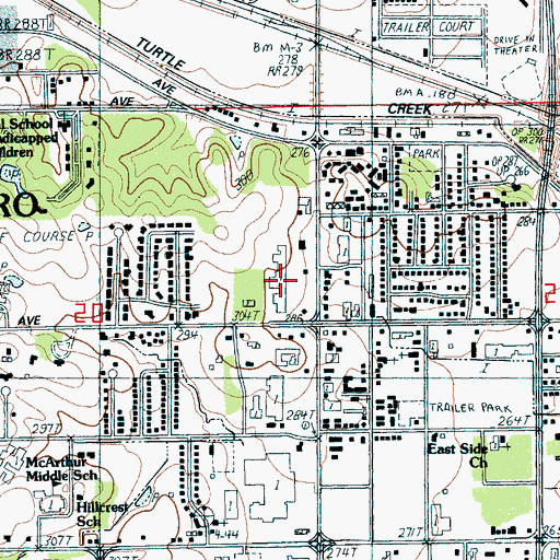 Topographic Map of Caraway Plaza Shopping Center, AR