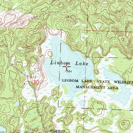 Topographic Map of Linbom Lake, MN