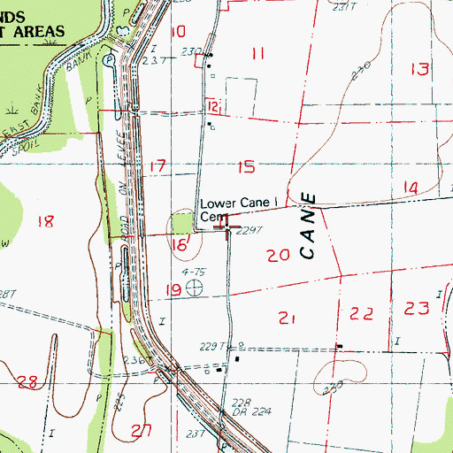 Topographic Map of Cane Island (historical), AR