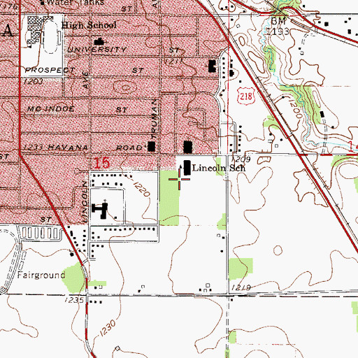 Topographic Map of Lincoln Elementary School, MN