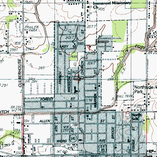 Topographic Map of Church of God, AR