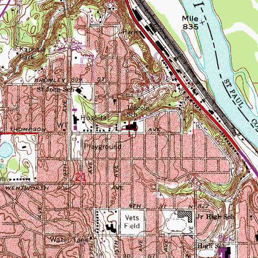 Topographic Map of Lincoln School, MN