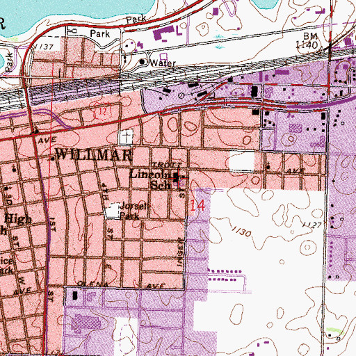 Topographic Map of Lincoln School, MN