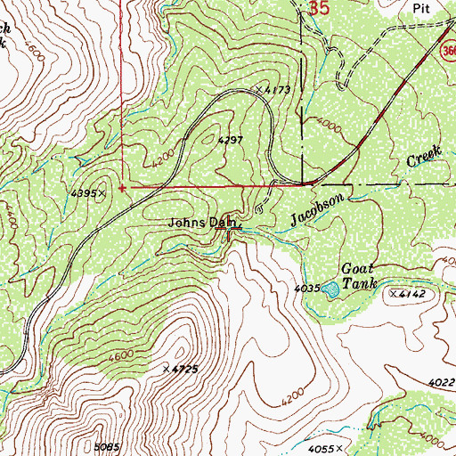 Topographic Map of Johns Dam, AZ