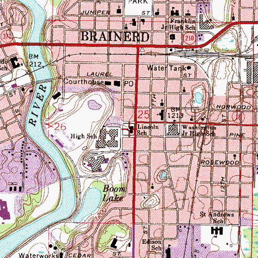 Topographic Map of Lincoln Education Center, MN