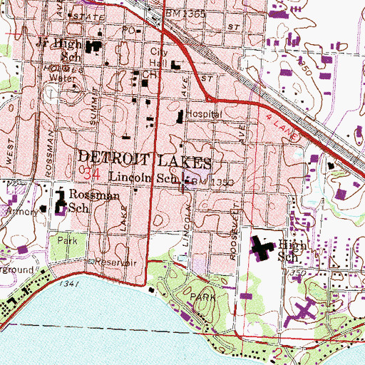 Topographic Map of Lincoln School, MN