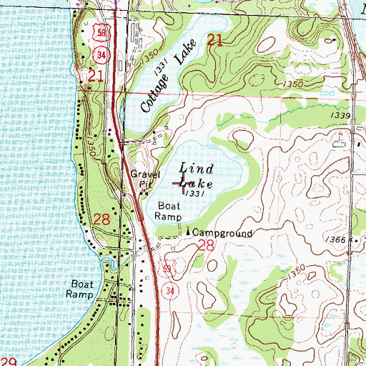 Topographic Map of Lind Lake, MN
