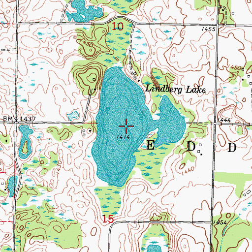 Topographic Map of Lindberg Lake, MN