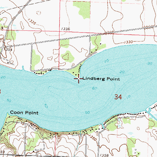Topographic Map of Lindberg Point, MN