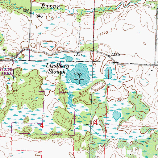 Topographic Map of Lindberg Slough, MN