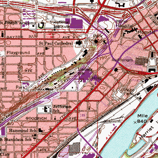 Topographic Map of Lindsey School, MN