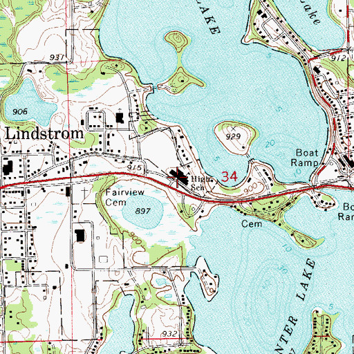 Topographic Map of Lindstrom High School, MN