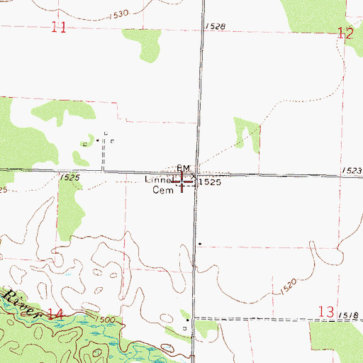 Topographic Map of Linnel Cemetery, MN