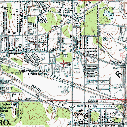 Topographic Map of Dean B Ellis Library, AR