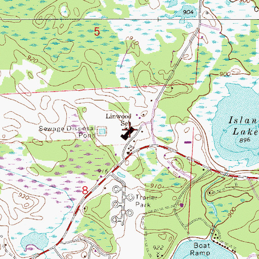 Topographic Map of Linwood Elementary School, MN