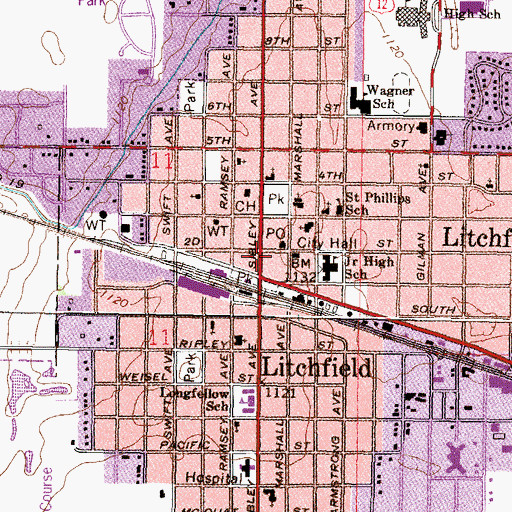 Topographic Map of Litchfield, MN