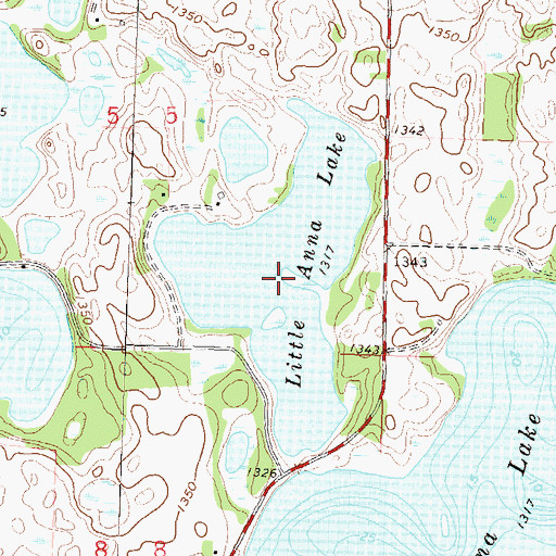 Topographic Map of Little Anna Lake, MN