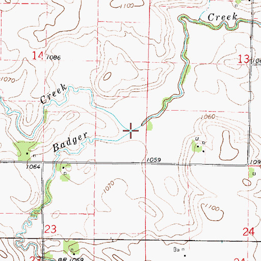 Topographic Map of Little Badger Creek, MN