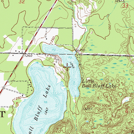 Topographic Map of Little Ball Bluff Lake, MN