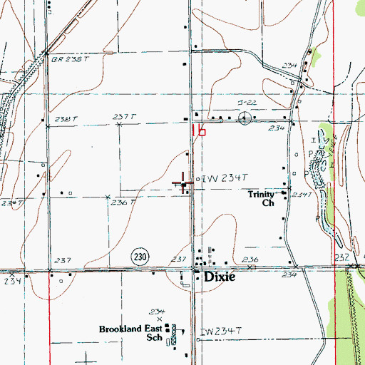 Topographic Map of Dixie Baptist Church, AR
