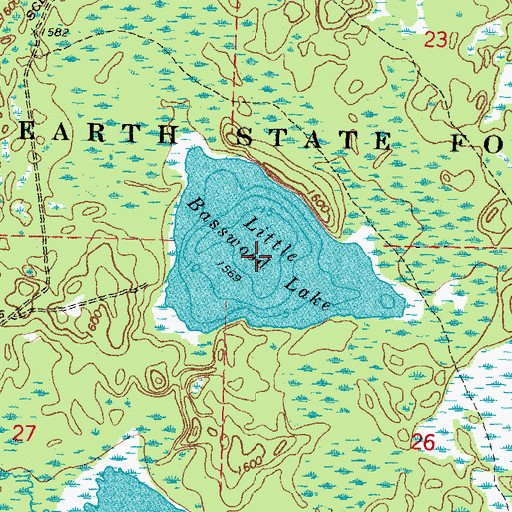 Topographic Map of Little Basswood Lake, MN
