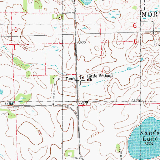 Topographic Map of Little Bethany Church, MN
