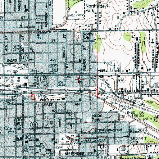 Topographic Map of Fisher Street Baptist Church, AR