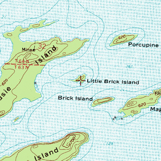 Topographic Map of Little Brick Island, MN