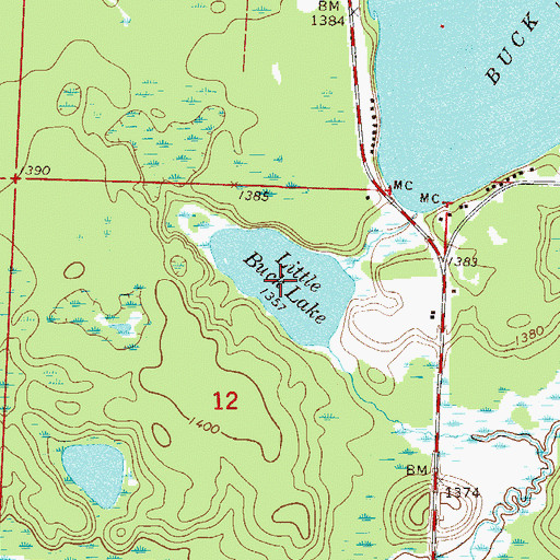 Topographic Map of Little Buck Lake, MN