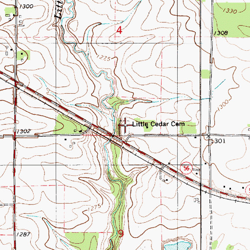 Topographic Map of Little Cedar Cemetery, MN