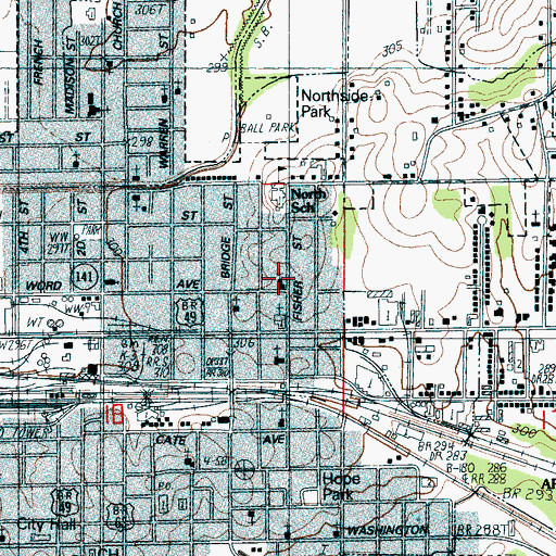 Topographic Map of Fisher Street Methodist Church, AR
