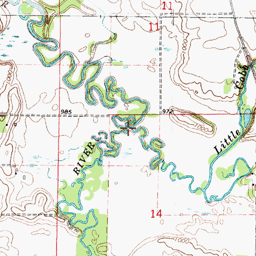 Topographic Map of Little Cobb River, MN