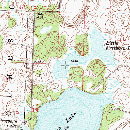 Topographic Map of Little Freeborn Lake, MN