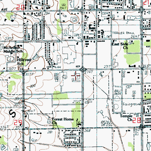 Topographic Map of Highland Square Shopping Center, AR