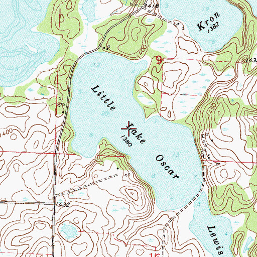 Topographic Map of Little Lake Oscar, MN