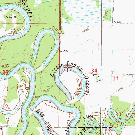 Topographic Map of Little Logan, MN